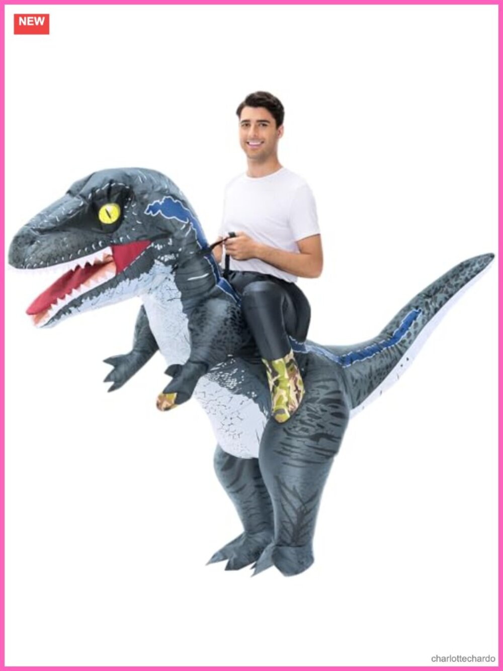 Inflatable Dinosaur Costume Adult Blow Up Velociraptor Ride On Suit
